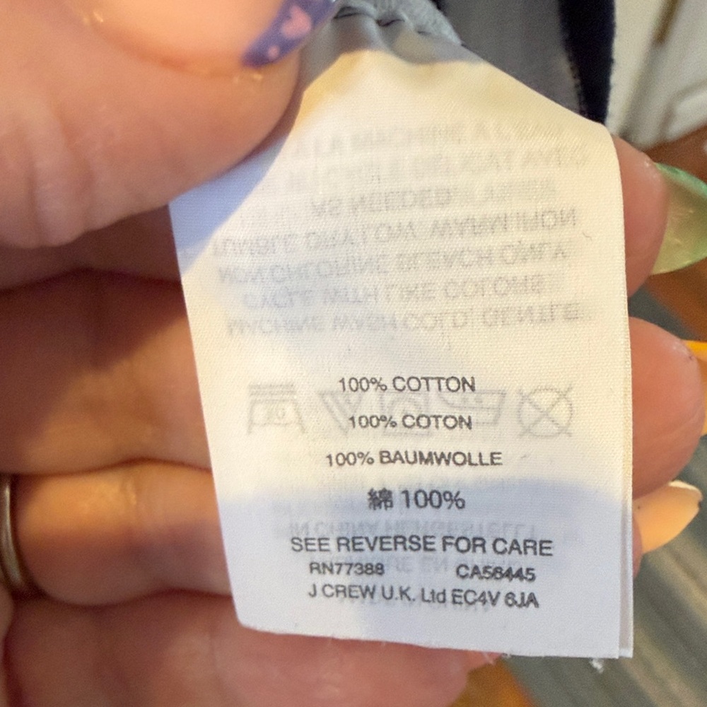 100% cotton J. Crew Navy and White Striped Long Sleeve Tee - Picture 3 of 4